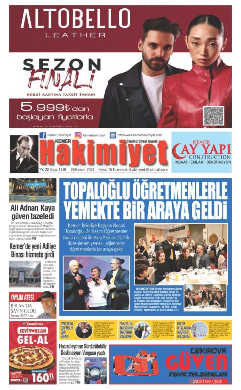 26 Kasım 2025 Kemer Hakimiyet Gazetesi